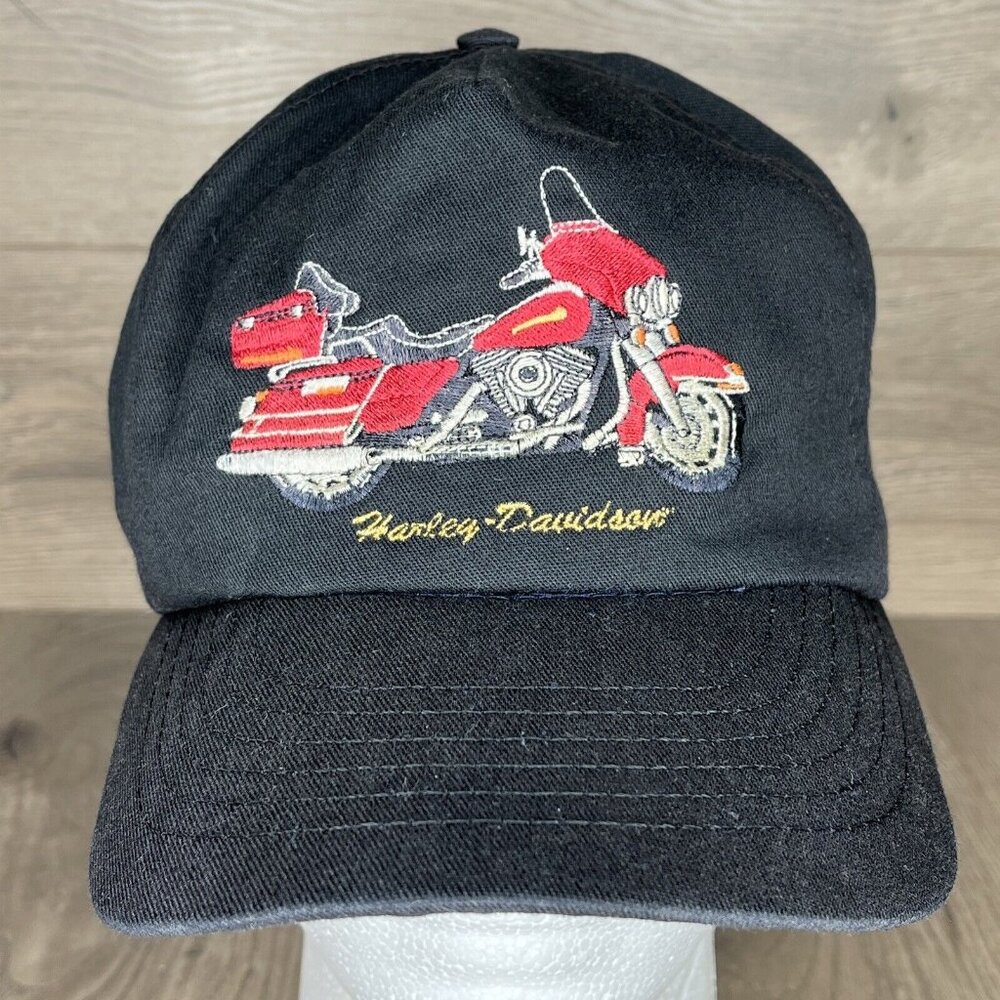 Harley-Davidson Motorcycle Strap Back Embroidered Hat - USA Made Ball Cap - Picture 2 of 12